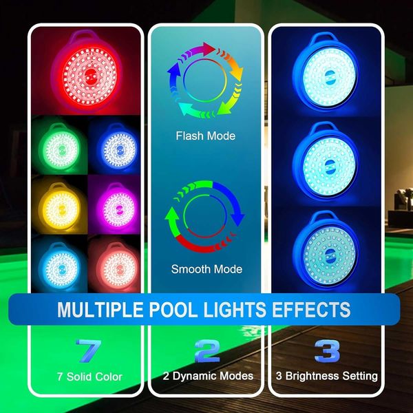 Світлодіодні ліхтарі для басейну Vanpein 10 Вт RGB, 5 В з дистанційним керуванням, кабель 8м 0369 фото
