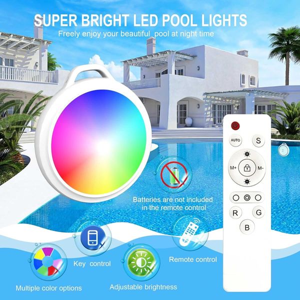 Світлодіодні ліхтарі для басейну Vanpein 10 Вт RGB, 5 В з дистанційним керуванням, кабель 8м 0369 фото