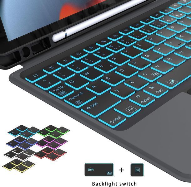 Чехол-клавиатура ROOFEI для iPad 10.2 (9/8/7 Gen) с тачпадом и RGB подсветкой Black T3534 фото