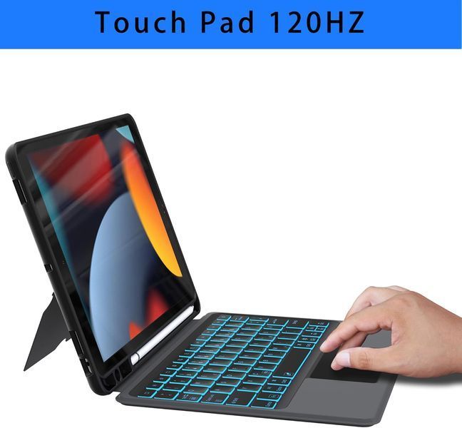 Чехол-клавиатура ROOFEI для iPad 10.2 (9/8/7 Gen) с тачпадом и RGB подсветкой Black T3534 фото