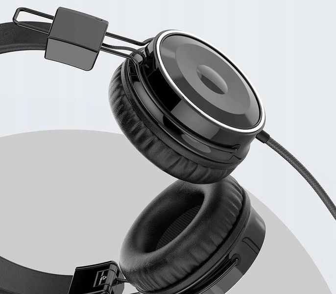 Дротові навушники BASEMAN B1 чорні - складні та легкі з мікрофоном 0156 фото