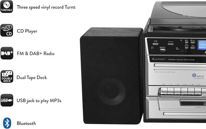 Музичний центр з радіо DAB+/FM, CD/MP3 Soundmaster MCD5550SW, вініл, подвійна касета, USB, Bluetooth m043 фото