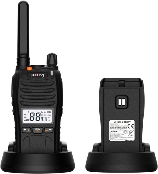 Радиостанция 2 шт. 16CH со светодиодным дисплеем Pofung PT88 PRO с наушниками, черный 0409 фото