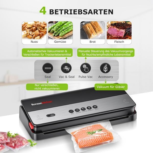 Вакуумный упаковщик Bonsenkitchen для сухих и влажных продуктов T0597 фото