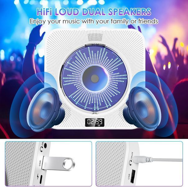 Портативний CD-програвач Gueray Bluetooth / FM-радіо T0346 фото