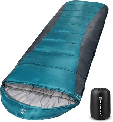 Зимний спальный мешок с капюшоном Bessport, водонепроницаемый, серо-синий 0328 фото