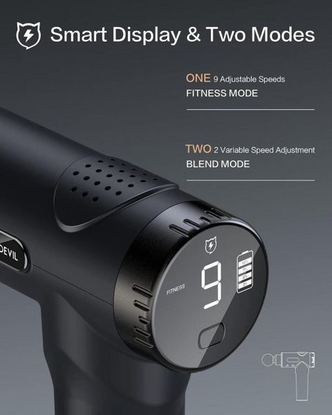 Масажний пістолет SmartDevil масажер для м'язів шиї плечей і спини, 9 швидкостей, чорний 0041 фото
