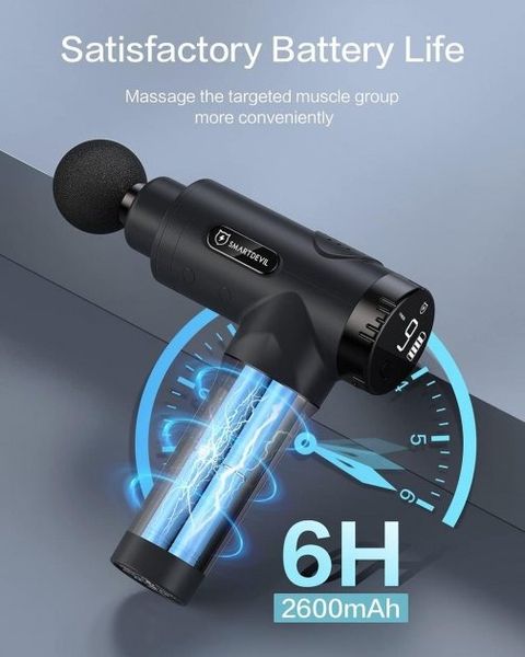 Масажний пістолет SmartDevil масажер для м'язів шиї плечей і спини, 9 швидкостей, чорний 0041 фото