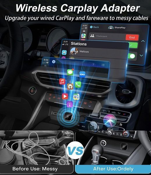 Бездротовий адаптер CarPlay та Android Auto T3620 фото