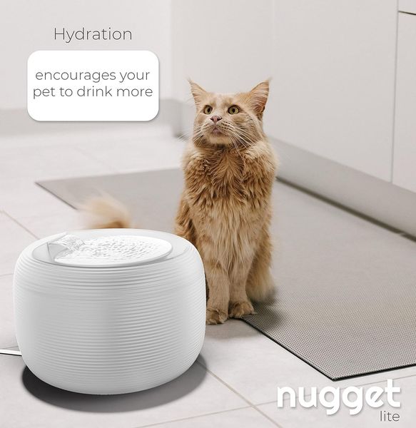 Автоматический фонтан-поилка для домашних животных Nugget Lite 2,5л, белая 1335 фото