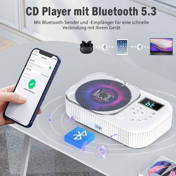 Портативний CD плеєр з Bluetooth 5.3 та FM радіо M3864 фото