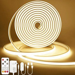 Неоновая светодиодная лента COB Lamomo 10 м 4000K IP65 с пультом ДУ M3387 фото