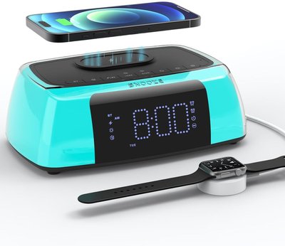 Прикроватный годинник-будильник с беспроводной зарядкой, динамик Bluetooth, ночник, 10 Вт 1225 фото