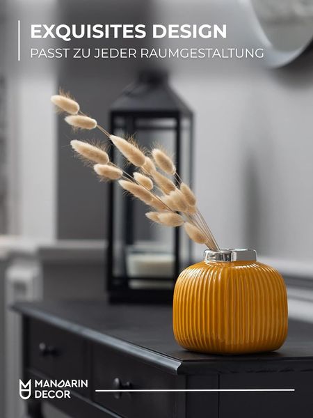 Декоративна керамічна ваза для квітів 13 см, жовта 0836 фото
