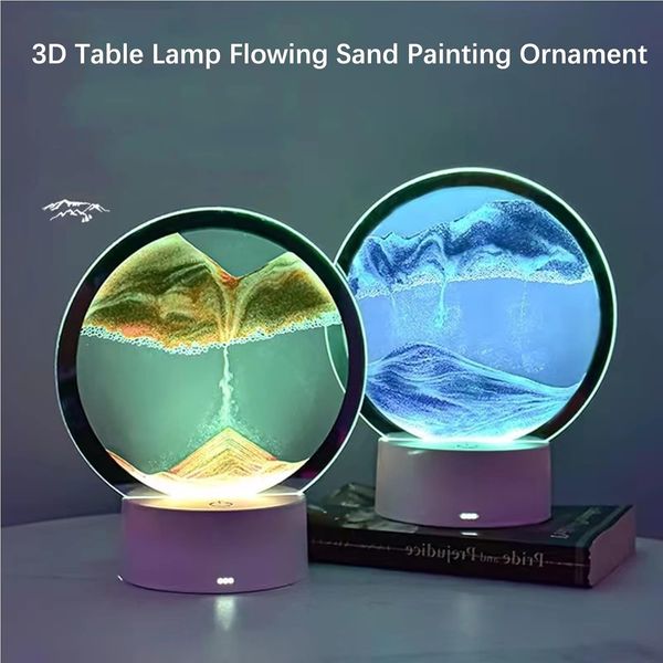 3D настольная лампа с сыпучим песком и подсветкой ORPAGU, вращение на 360° 1331 фото
