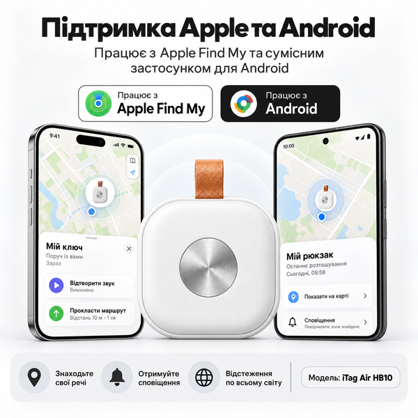 Міні Bluetooth-трекер iTag Air для пошуку речей з підтримкою Apple та Android A4098-1 фото