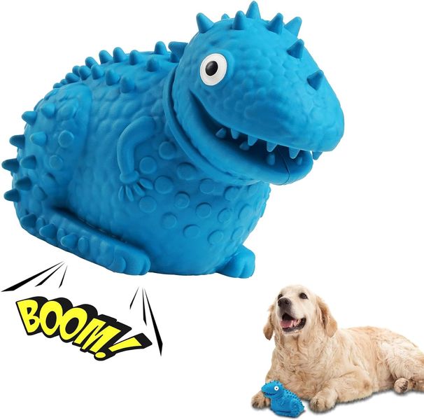 Жевательная игрушка-динозавр для собак Toozey 14,5x8,5x7,5 см из натурального каучука, синий 0885 фото