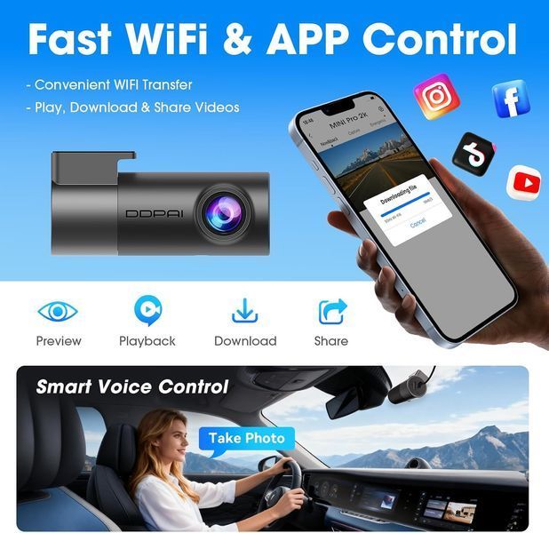 Відеореєстратор DDPAI Mini Pro 2K (1440P, Wi-Fi, 360&deg;) M3615 фото