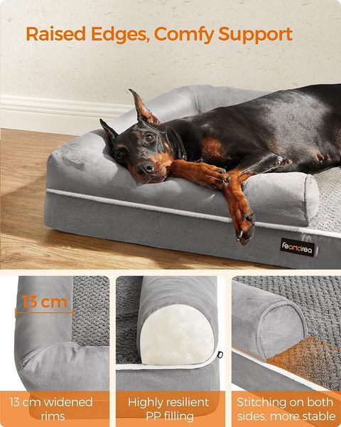 Подушка для собак с поднятыми краями 120 x 85 x 25 см серый 0790 фото