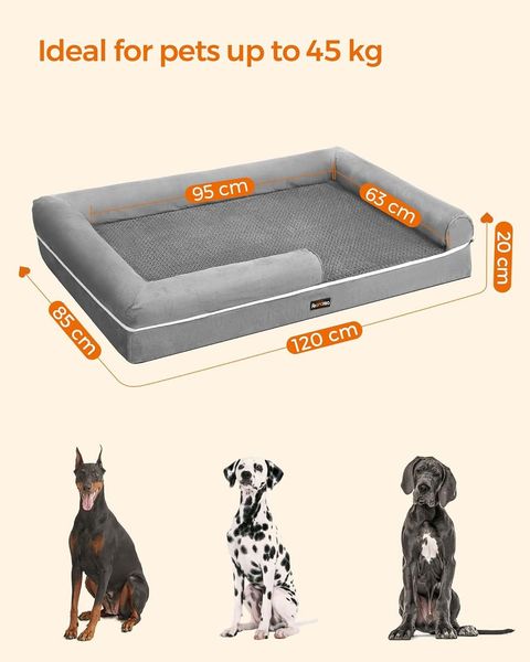 Подушка для собак з піднятими краями 120 x 85 x 25 см, сірий 0790 фото