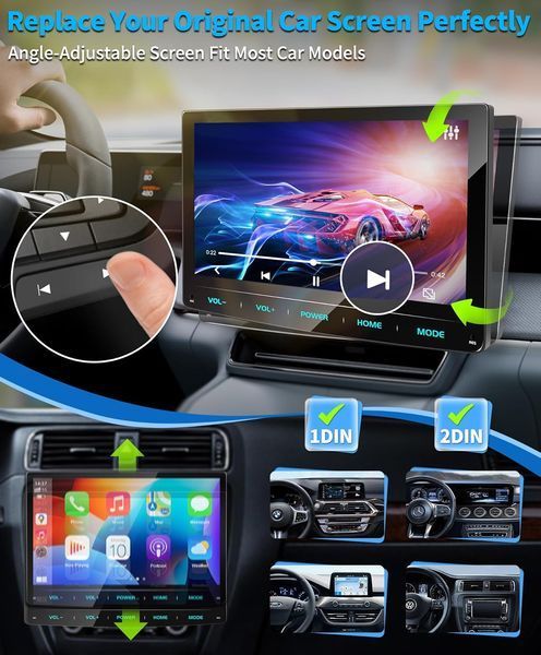 Автомагнітола 1 DIN URVOLAX UR90A 10.1" Android 13 CarPlay з камерою M2847 фото
