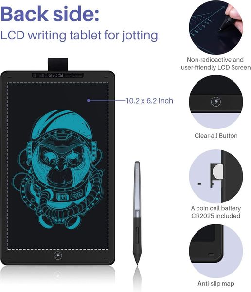 Двоцільовий графічний РК-планшет для малювання Huion Inspiroy Ink H320M , чорний 0377 фото