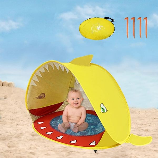 Дитячий ігровий намет для пляжу у формі кита 120*80*70см, жовтий 0329 фото