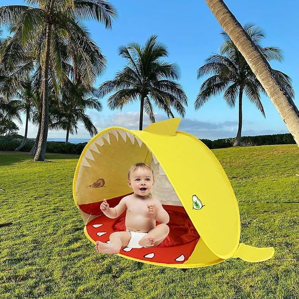 Детская игровая палатка для пляжа в форме кита 120*80*70см, желтая 0329 фото