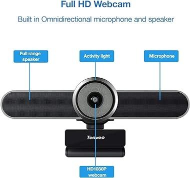 Веб-камера для конференцій Tenveo VA200Pro 1080P FHD з автофокусом, динаміком, кут 124°, сірий 0043 фото
