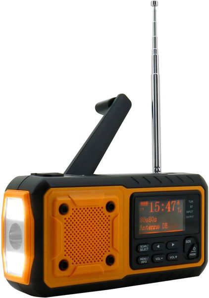 Цифрове радіо Soundmaster DAB112OR DAB+ FM з Bluetooth 5.0, ліхтариком, сонячною та Li-On батареєю 2500 мАг (царапина на екрані) m051 фото