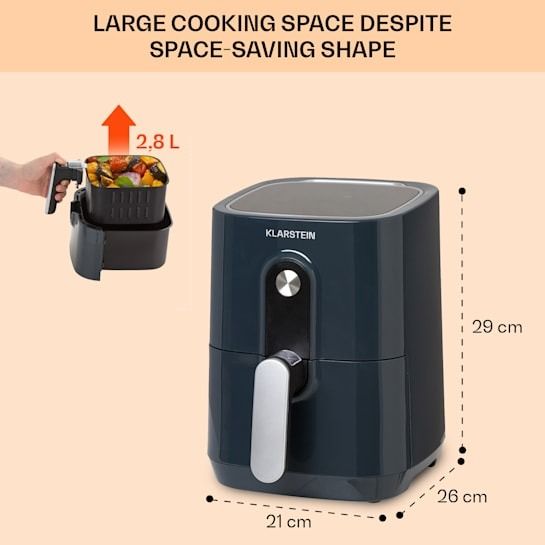 Фритюрниця з гарячим повітрям Klarstein Crisp-Pro Air Fryer 1400W, 2,8 л, чорний (10040698) 10040698 фото