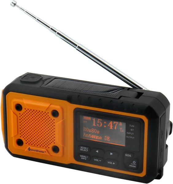 Цифрове радіо Soundmaster DAB112OR DAB+ FM з Bluetooth 5.0, ліхтариком, сонячною та Li-On батареєю 2500 мАг (царапина на екрані) m051 фото