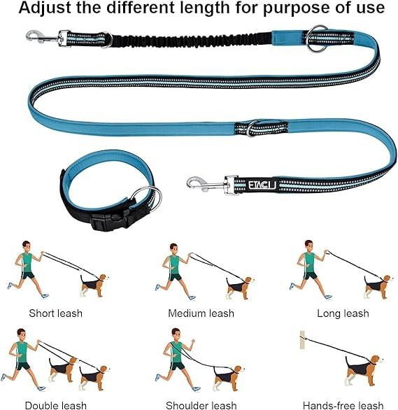 Поясник hands free для собак с ошейником ETACCU для бега со светоотражающими швами 0547 фото