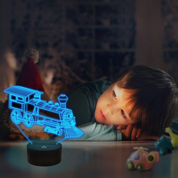 Дитячий 3D-нічник FULLOSUN Потяг із пультом та 16 кольорами підсвічування T3097 фото