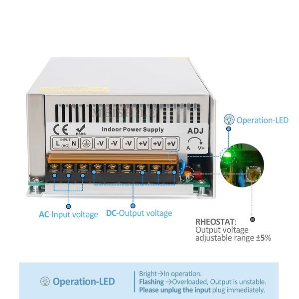 Импульсный блок питания переменного тока, преобразователь напряжения, трансформатор Meishile 1200 Вт/24В 0471 фото