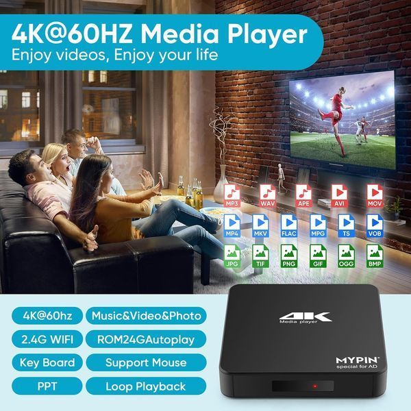 Медіаплеєр 4K MYPIN HDMI MP4 T2756 фото