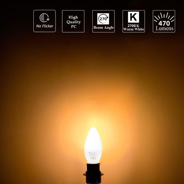 Світлодіодні лампи-свічки 4,9 Вт, 470 Люмен MASTERY MART E14 10 шт 0575 фото