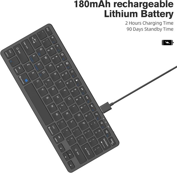 Беспроводная Bluetooth клавиатура для iOS/Android/Windows, черная 1282 фото