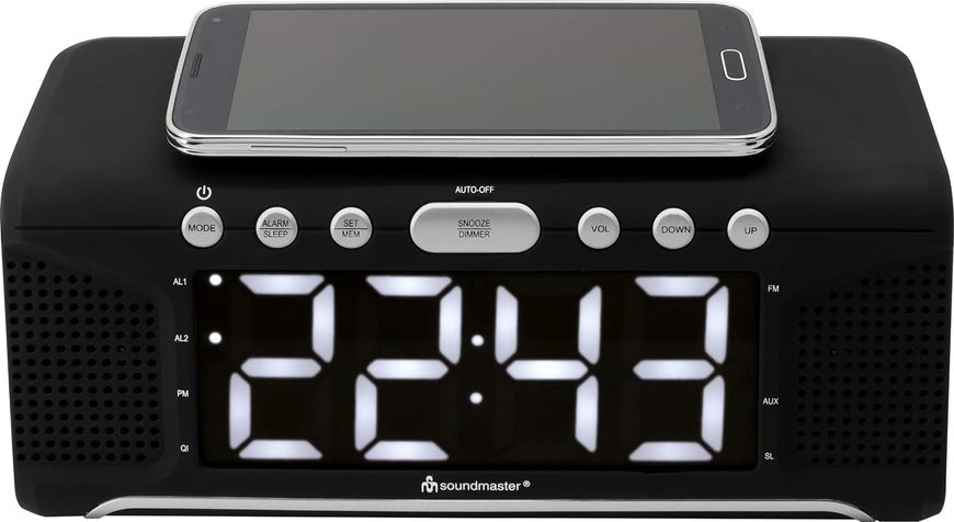 Радіо годинник потративний Soundmaster UR800SW FM, безпровідна зарядка m70 фото