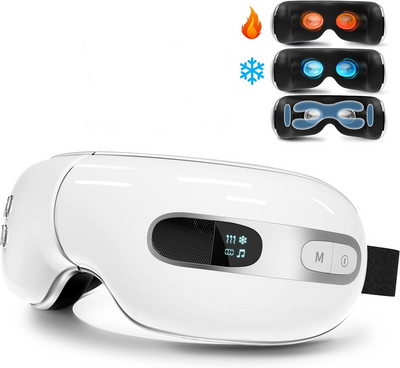 Масажер для очей Boquboo з нагріванням і охолодженням, аудотерапією, білий 0418 фото