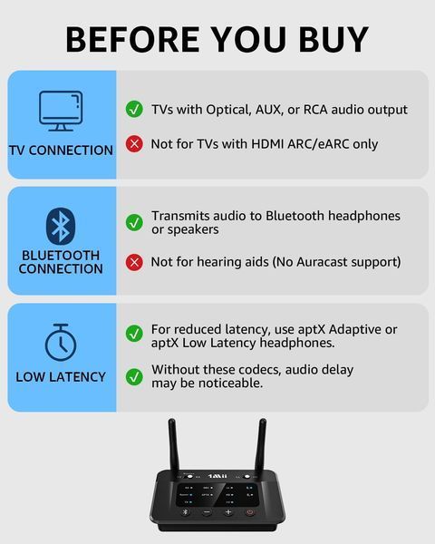 Аудіоадаптер 1Mii B03 Bluetooth 5.3 для ТВ та стереосистем M4063 фото