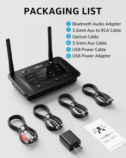 Аудіоадаптер 1Mii B03 Bluetooth 5.3 для ТВ та стереосистем M4063 фото