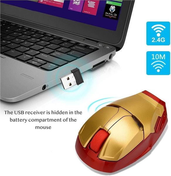 Беспроводная мышь Nidiox 2,4G с USB-приемником в форме "Железного человека" 1233 фото