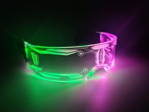 Светодиодные очки в стиле киберпанк Nulogx Apollo с 7 цветами и 5 режимами освещения 0727 фото