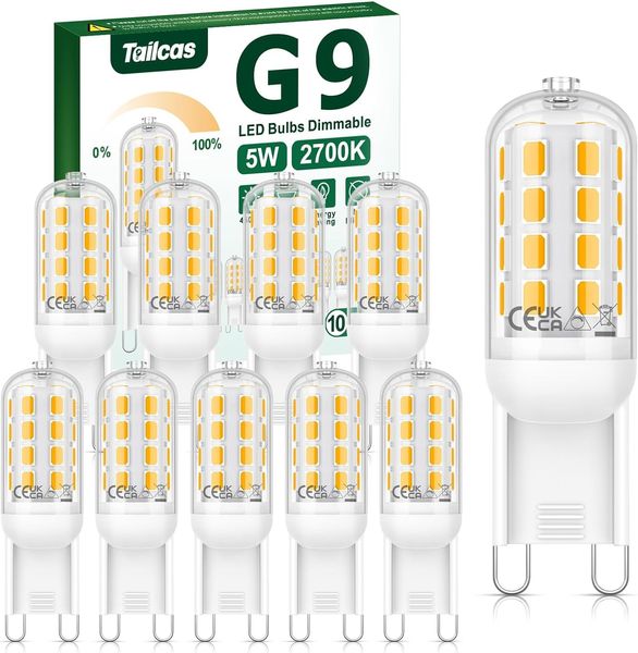 Світлодіодні лампи Tailcas G9 з можливістю затемнення, 5 Вт, 450 ЛМ, теплий білий 1234 фото