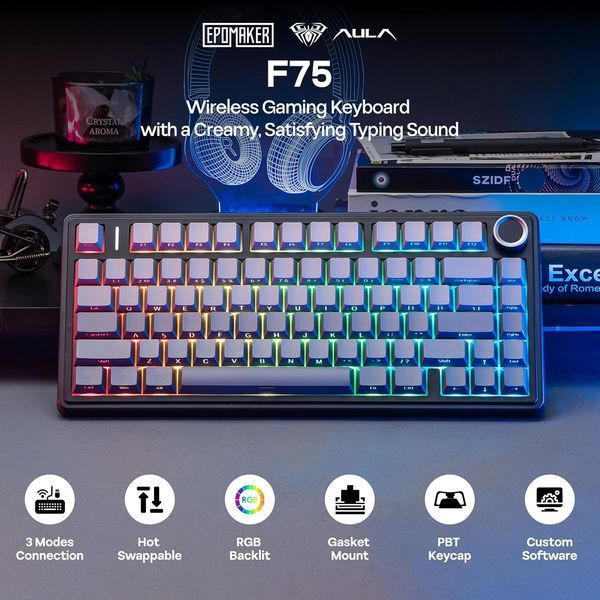 Бездротова механічна клавіатура EPOMAKER x Aula F75 (LEOBOG Reaper Switch) M3149 фото