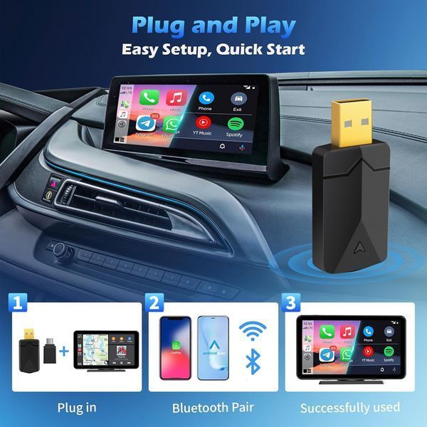Беспроводной адаптер 2 в 1 Carplay и Android auto T2758 фото