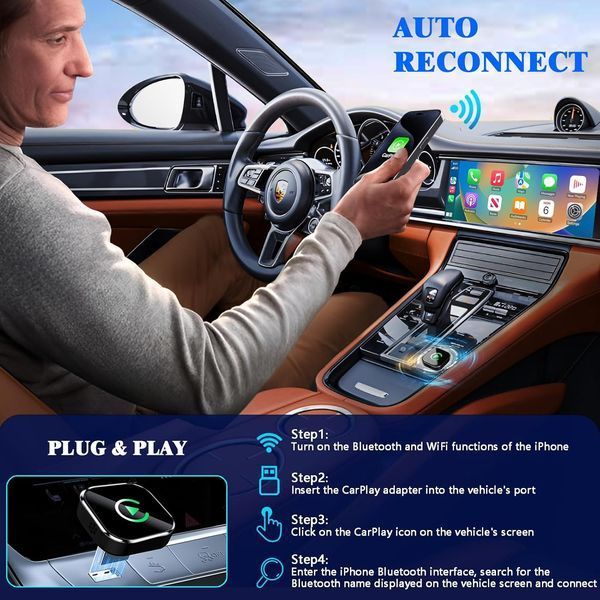 Бездротовий адаптер CarPlay та Android Auto 2 в 1  T3582 фото