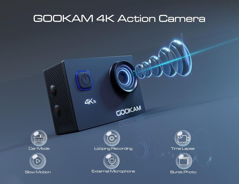 Підводна екшн-камера GOOKAM 4K 20MP з пультом дистанційного керування, WiFi 1050 мАг 1464 фото